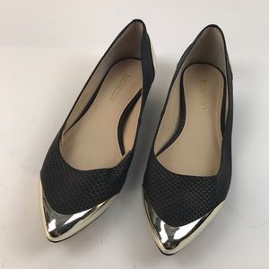 Enzo Angiolini 11 black snake metallic flats